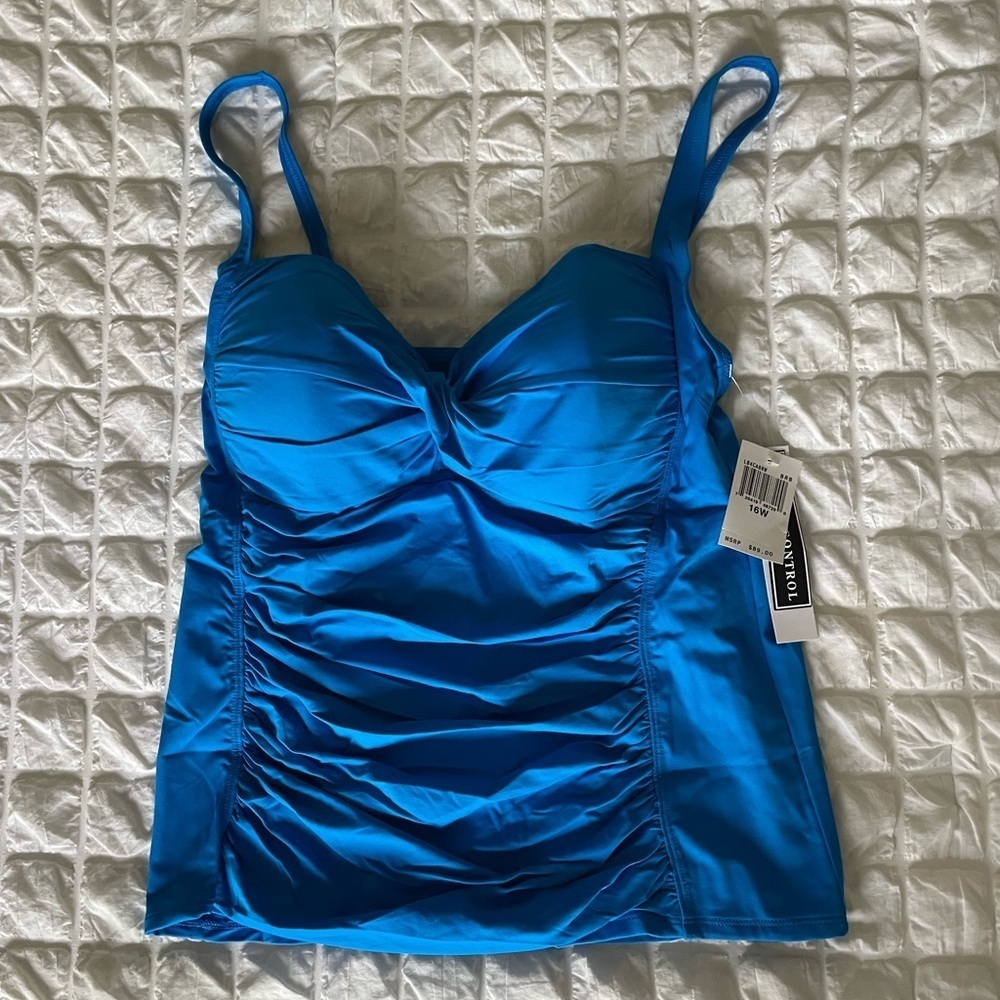 La Blanca Blue Ruched Swim Tankini Top